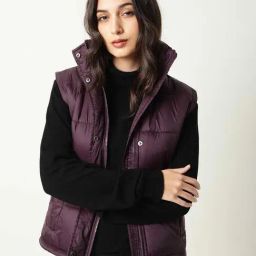 RAREISM Maroon Polyester Solid Sleeveless Jacket-picture-23