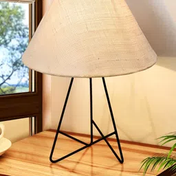 Homesake Off White Metal Industrial Frusturical Shaped Table Lamp-33