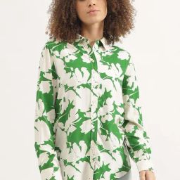 United Colors of Benetton Green & Off White Printed Dress-image-57