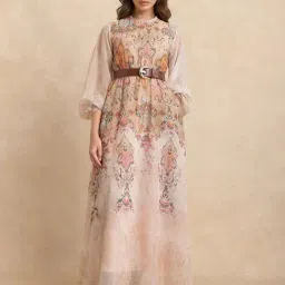RAREISM Beige Polyester Printed Long Sleeves Dress-picture-6