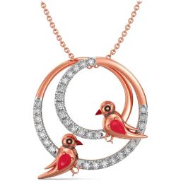 Joyalukkas 18k Rose Gold & Diamond Love Birds Chain Pendant for Women-image-49