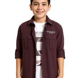 Charchit Boys Magenta Cotton Printed Regular Fit Shirt-picture-12