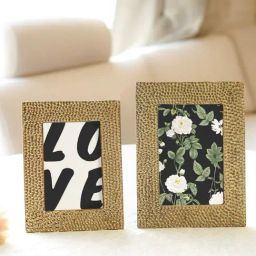 BEHOMA Home Collection Gold Metal Textured Photo Frame - Set of 2-31