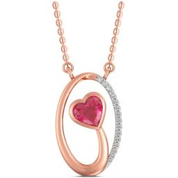 Joyalukkas 18k Rose Gold & Diamond Heartbeat of Love Chain Pendant for Women-image-71