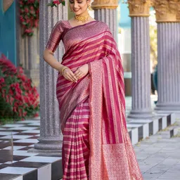 SHOP DROP Ethnic Motifs Zari Pure Chiffon Bhagalpuri Saree-image-56