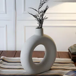 The Decor Lane Off White Ceramic Flower Vase-picture-42