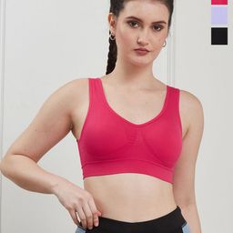 SECRETS BY ZEROKAATA Pack of 3 Full Coverage Lightly Padded Non-Wired Workout Bra-29