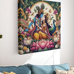 SAF Blue & Gold-Toned 1 Piece Canvas Religious Wall Paintings-image-58