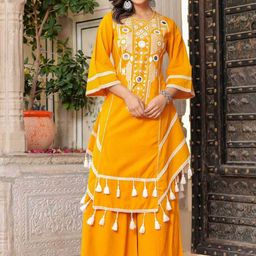 Moda Rapido Women Ethnic Motifs Embroidered Regular Thread Work Top with Palazzos-picture-43