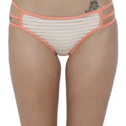 BASIICS by La Intimo Beige Striped Bikini Panty-image-68