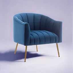 nestroots Elegance Blue & Gold Toned Gilded Velvet Arm Lounge Chair-image-70