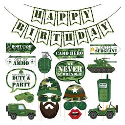 Zyozi Army Theme Selfie Props Military Photography Backdrop Decorations Green - Pack of 19-image-78