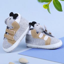 Baby Moo Elephant Detail Booties - Grey-13