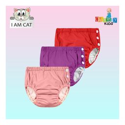 Chinmay Kids Reusable Swimwear Diaper Pants Set Of 3 - Purple Pink & Red-image-60