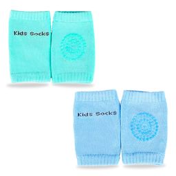 Chinmay Kids Knee Pads with Anti-Slip Padded Stretchable Elastic Cotton Soft Comfortable Pack of 2 - Green & Sky Blue-77