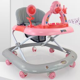Dash Dora Baby Foldable Walker with Rattles Music & Adjustable Height Activity Walker - Pink-image-42