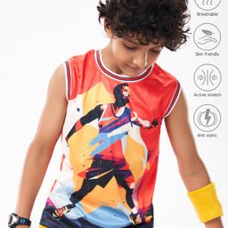 Pine Active Sleeveless Printed Basketball T-Shirt - Multicolour-image-64