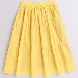 Aww Hunnie 100% Cotton Solid Tiered Skirt - Yellow-image-99