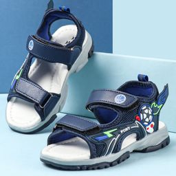 Cute Walk by Babyhug Velcro Closure Sandals with Football Applique - Navy Blue-picture-15