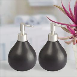 Kookee Ceramic Soap Dispenser handwash Pump for Bathroom, Set of 2, Black (9513)-350 ml-image-35