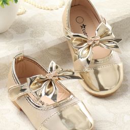 Cute Walk by Babyhug Ballerina with Velcro Closure and Bow Applique - Gold-image-70