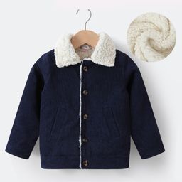 Kookie Kids Full Sleeves Jacket with Pocket & Fur Detailing - Navy Blue-image-91