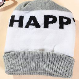 Little Palz Woollen Happy Text Printed Cap - White-picture-18