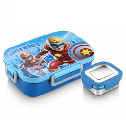 Signoraware Chipmunk Steel Lunch Box With Super Heroes Print - Blue-picture-46