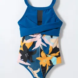 KIDLINGSS Sleeveless Floral Printed V Cut Swimsuit - Blue-picture-21