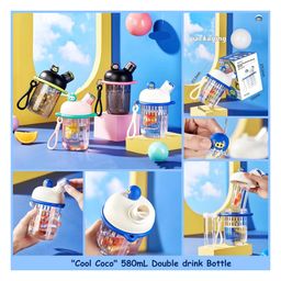 SANJARY 580 ml Cute and Convenient Bpa Free Plastic 2in1 Sipper Water Bottle for kids color design may vary-image-30