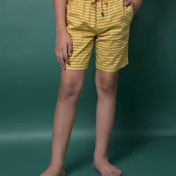 CRIMSOUNE CLUB Cotton Woven Abstract Printed Shorts - Yellow-picture-42