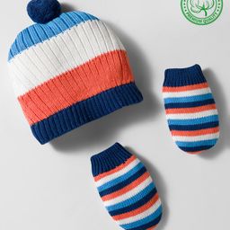 Babyhug Woollen Caps & Mitten Set with Stripes Navy Blue White - Diameter 12 cm-picture-26