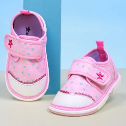 Cute Walk by Babyhug Velcro Closure Hearts Printed Casual Shoes With Lace Detailing - Pink-image-92