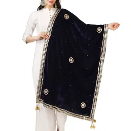 A R SILK DUPATTA HUB Floral Embroidered Velvet Dupatta With Gotta Patti-picture-40