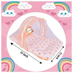 Kwitchy New Born Baby Bedding Combo Set Mattress with Net & Sleeping Bag -Orange image 3
