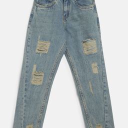 TALES & STORIES Boys Slim Fit Highly Distressed Light Fade Stretchable Jeans-image-24