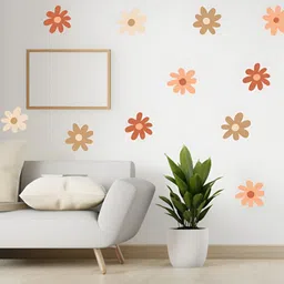 CVANU Off White & Brown 6 Pieces Beautiful Flowers Wall Stickers-picture-41
