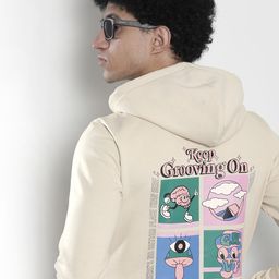 The Indian Garage Co Men Off White Printed Hooded Sweatshirt-image-48