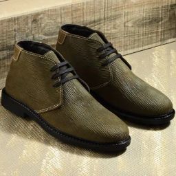 Carlo Romano Men's Olive Chukka Boots-image-51