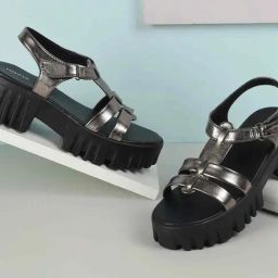 Mochi Women's Gun Metal Ankle Strap Sandals-image-18