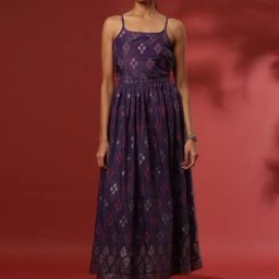 Abhishti Purple Printed Sleeveless Midi Dress-image-21