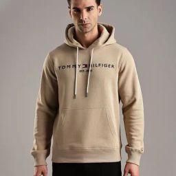 Tommy Hilfiger Beige Embroidered Logo Regular Fit Cotton Sweatshirt-image-47