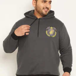 Bigbanana Men Plus Size Dark Grey Solid Regular Fit Sweatshirt image 1