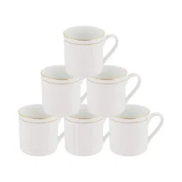 SONAKI White Bone China Coffee Mugs (140 ml) - Set of 6-image-6