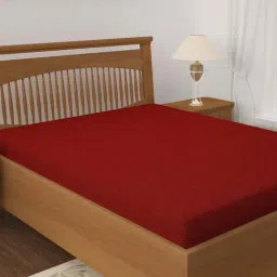 HOSTA HOMES Maroon Terry Cotton Anti-Dust Mattress Protector - Set of 1-image-39