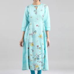 Aurelia Blue Printed A Line Kurta-image-25
