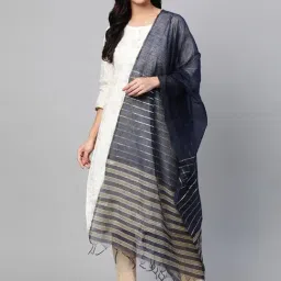 Indo Era Navy Woven Dupatta-picture-21