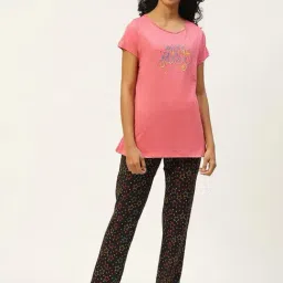 Sweet Dreams Pink & Black Graphic Print Top With Pyjamas-picture-16