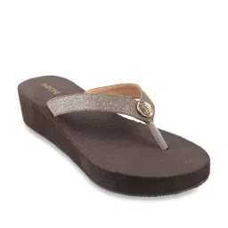Mochi Women's Antique Gold Thong Wedges-picture-32