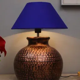 Homesake Blue Hammered Oil-Rubbed Bronze Metal Table Lamp-13